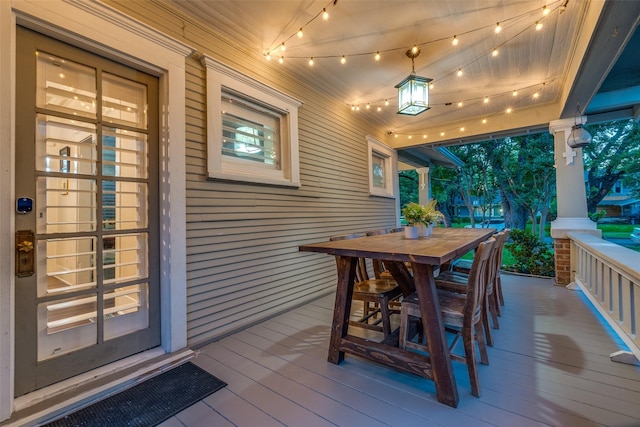 5206 Victor St, Dallas, TX 75214 - wooden deck with outdoor dining area and a porch