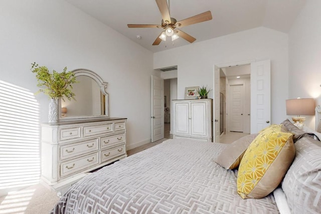 1033 Falls Rush Way, Royse City, TX 75189 - bedroom with light carpet, lofted ceiling, ceiling fan, and baseboards