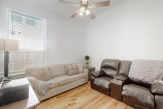 1033 Falls Rush Way, Royse City, TX 75189 - living area with ceiling fan, wood finished floors, and vaulted ceiling