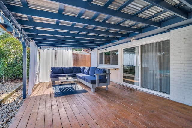 1301 Windy Meadow Dr, Plano, TX 75023 - wooden deck with an outdoor hangout area and fence