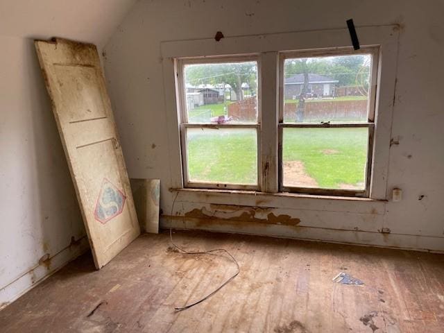 miscellaneous room featuring lofted ceiling