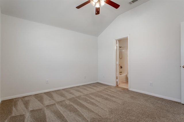 1727 Preston On The Lake Blvd, Little Elm, TX 75068 - spare room with ceiling fan, vaulted ceiling, light carpet, and baseboards