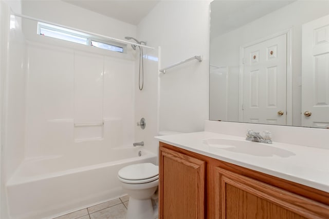 1727 Preston On The Lake Blvd, Little Elm, TX 75068 - bathroom with tile patterned floors, toilet, vanity, and washtub / shower combination