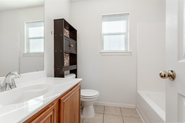 1727 Preston On The Lake Blvd, Little Elm, TX 75068 - bathroom with tile patterned floors, toilet, a tub, vanity, and a shower