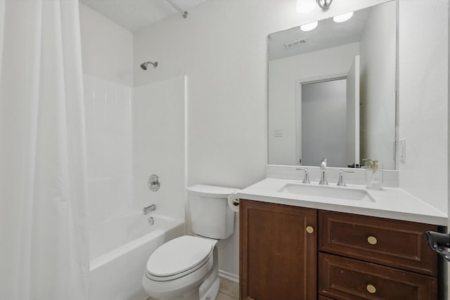 3110 Legend Dr, Mckinney, TX 75070 - bathroom featuring toilet, vanity, and shower / bathtub combination with curtain