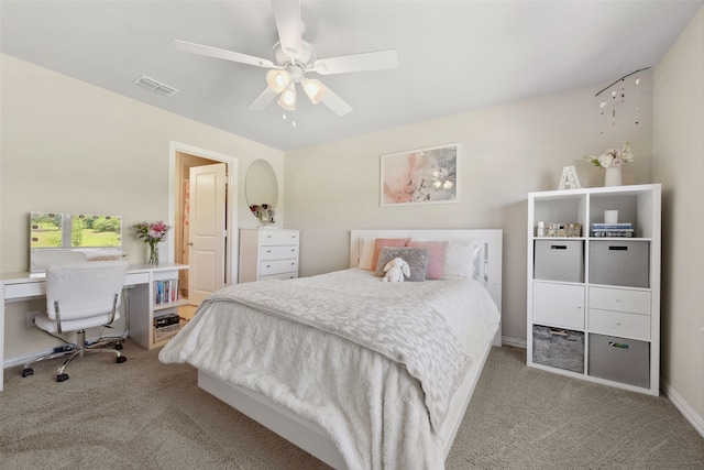 216 Shadow Creek Ln, Hickory Creek, TX 75065 - carpeted bedroom featuring a ceiling fan, an office area, and baseboards