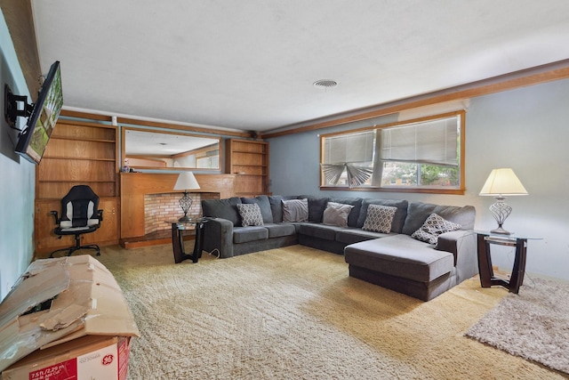 view of carpeted living area