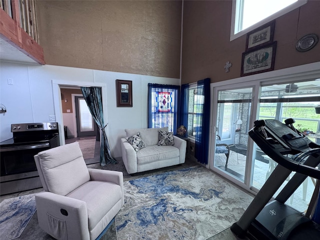 235 Hcr 2128, Whitney, TX 76692 - carpeted living room featuring a high ceiling