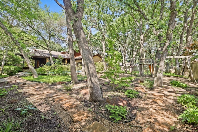 view of yard featuring fence