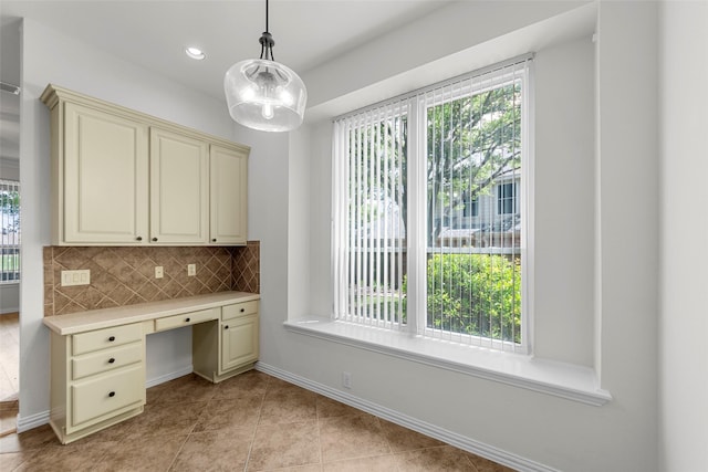 473 Inverness Dr, Fairview, TX 75069 - unfurnished office featuring built in study area, baseboards, light tile patterned floors, and recessed lighting