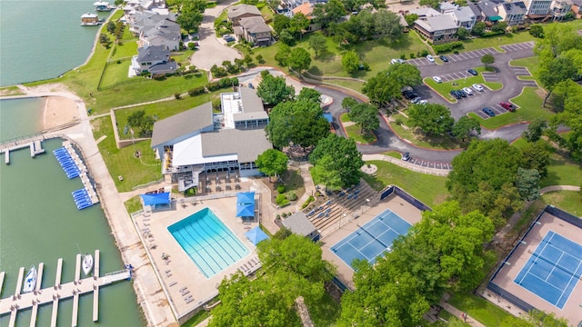 109 Sceptre Dr, Rockwall, TX 75032 - aerial perspective of suburban area with a pool and a large body of water