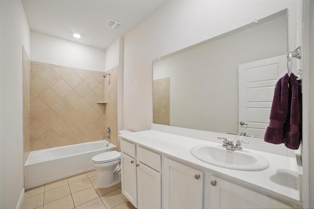 505 Pleasant Hill Ln, Fate, TX 75189 - bathroom featuring tile patterned floors, toilet, vanity, and  shower combination
