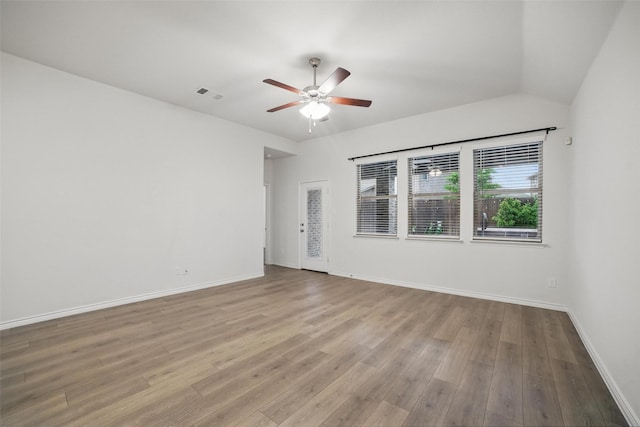 505 Pleasant Hill Ln, Fate, TX 75189 - spare room with ceiling fan, wood finished floors, and baseboards