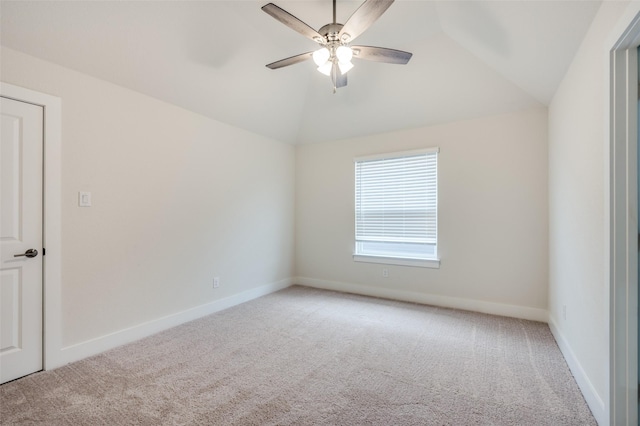 6725 Palmdale Dr, Fort Worth, TX 76123 - empty room with carpet, a ceiling fan, vaulted ceiling, and baseboards