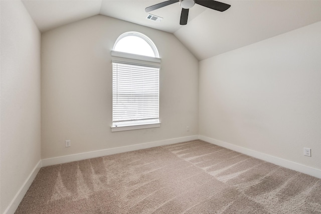 6725 Palmdale Dr, Fort Worth, TX 76123 - carpeted empty room featuring ceiling fan, lofted ceiling, and baseboards