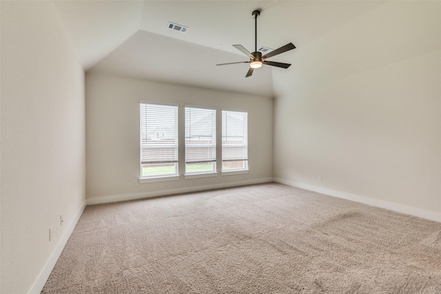 6725 Palmdale Dr, Fort Worth, TX 76123 - carpeted empty room with a ceiling fan, lofted ceiling, and baseboards
