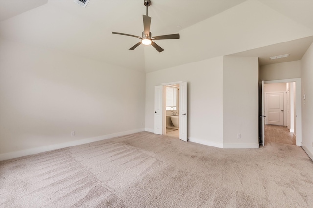 6725 Palmdale Dr, Fort Worth, TX 76123 - unfurnished bedroom featuring light colored carpet, baseboards, ensuite bath, and high vaulted ceiling