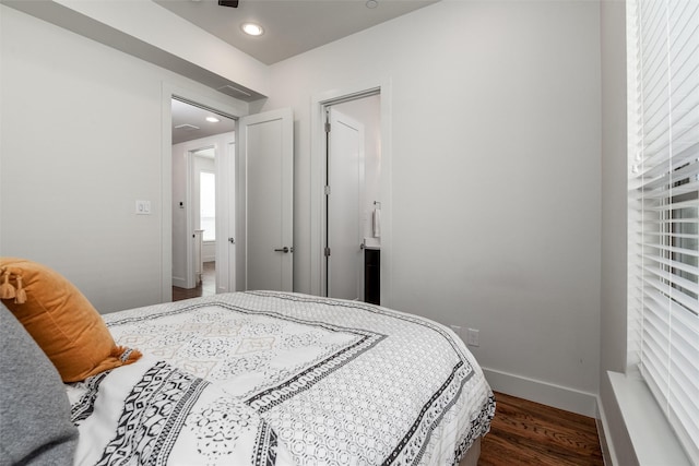 5816 Lindell Ave Unit 3, Dallas, TX 75206 - bedroom with wood finished floors, baseboards, and recessed lighting