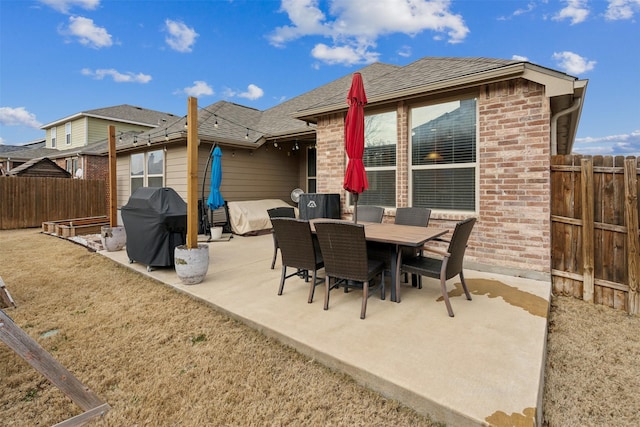 8332 Trickham Bnd, Fort Worth, TX 76131 - view of patio / terrace featuring fence, area for grilling, and outdoor dining area