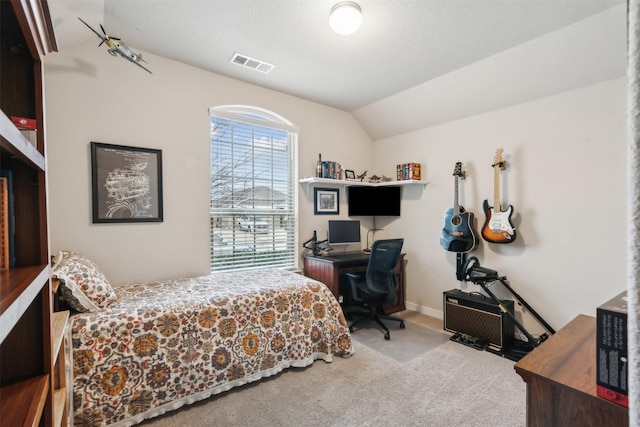 8332 Trickham Bnd, Fort Worth, TX 76131 - carpeted bedroom featuring vaulted ceiling and an office area