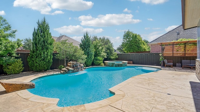 2026 Spindletop Trl, Frisco, TX 75033 - view of pool with a fenced backyard, a patio area, and a pool with connected hot tub
