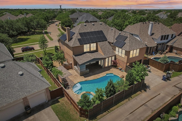 2026 Spindletop Trl, Frisco, TX 75033 - aerial view at dusk of view of pool