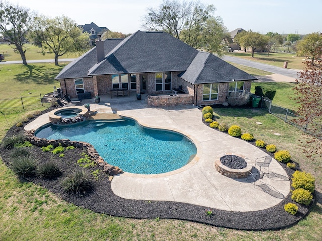 11448 Brook Green Ln, Haslet, TX 76052 - view of swimming pool with a patio, an outdoor fire pit, and a pool with connected hot tub