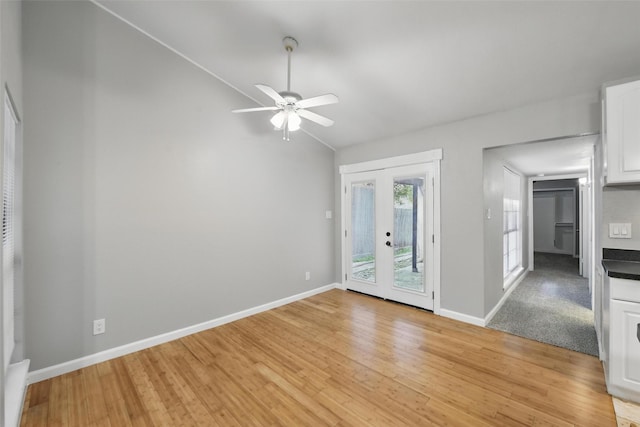 4620 Carr St, The Colony, TX 75056 - entrance foyer with vaulted ceiling, ceiling fan, light wood-style floors, and baseboards