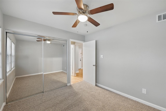 4620 Carr St, The Colony, TX 75056 - unfurnished bedroom with carpet, baseboards, a closet, and a ceiling fan