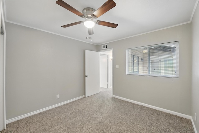4620 Carr St, The Colony, TX 75056 - carpeted empty room with crown molding, ceiling fan, and baseboards