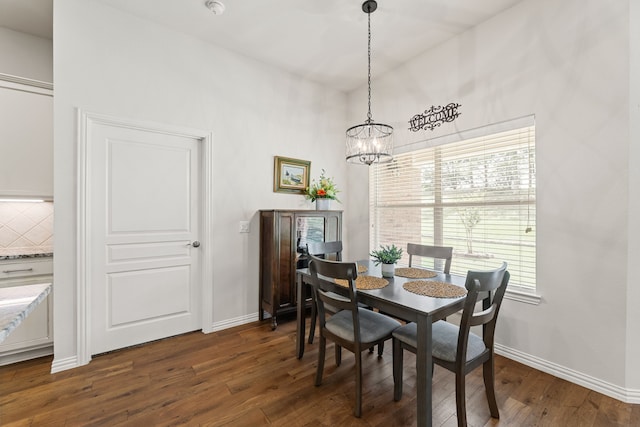 1316 Shinnecock Ct, Fairview, TX 75069 - dining space with a chandelier, dark wood-style flooring, and baseboards