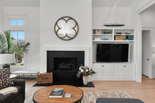 4525 E Cove Ct, Malakoff, TX 75148 - living room with light wood-style flooring and a fireplace with flush hearth