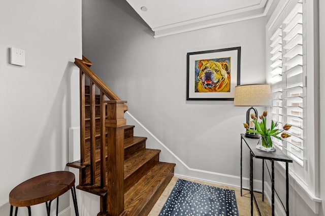 4144 Emerson Ave Unit 2, University Park, TX 75205 - stairway featuring ornamental molding and baseboards