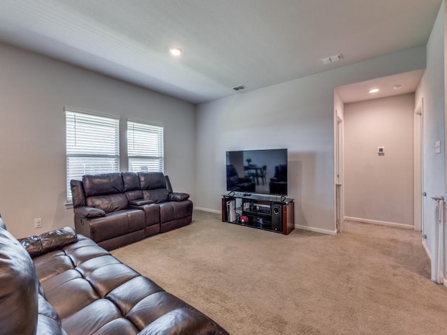 16757 Portage St, Justin, TX 76247 - living room featuring carpet, baseboards, and recessed lighting