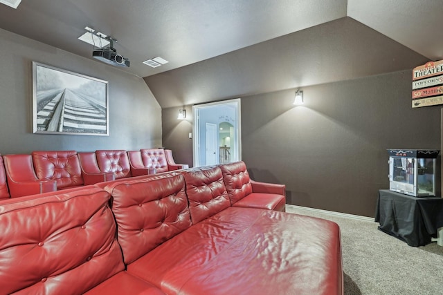 2515 Trophy Club Dr, Trophy Club, TX 76262 - cinema featuring carpet, lofted ceiling, and baseboards