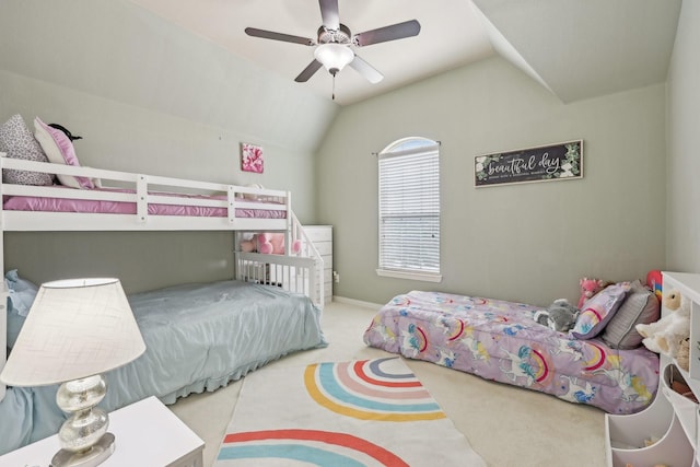 2515 Trophy Club Dr, Trophy Club, TX 76262 - carpeted bedroom featuring vaulted ceiling and ceiling fan