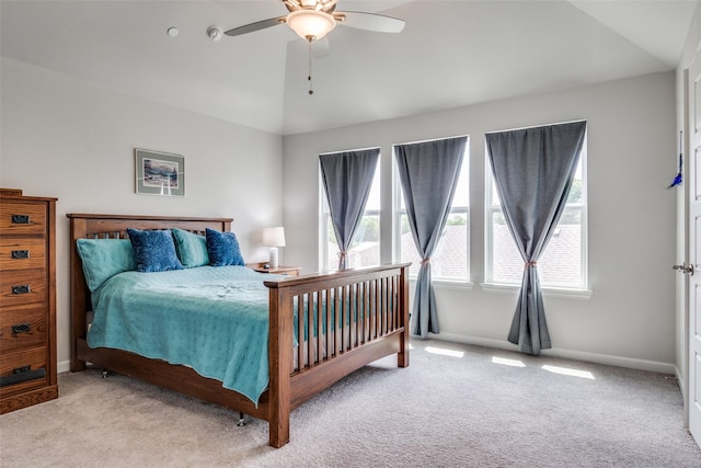 6628 Kort St, Rowlett, TX 75089 - carpeted bedroom featuring vaulted ceiling, baseboards, and ceiling fan