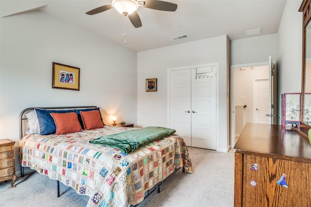 6628 Kort St, Rowlett, TX 75089 - bedroom featuring light carpet, a closet, and a ceiling fan