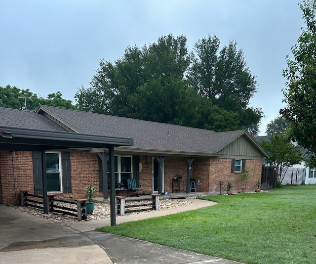 5004 Blackstone Dr, River Oaks, TX 76114 - ranch-style house featuring brick siding, a porch, and a shingled roof