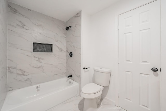 238 Briar Oaks Dr, Azle, TX 76020 - bathroom with marble finish flooring, toilet, shower / washtub combination, and baseboards