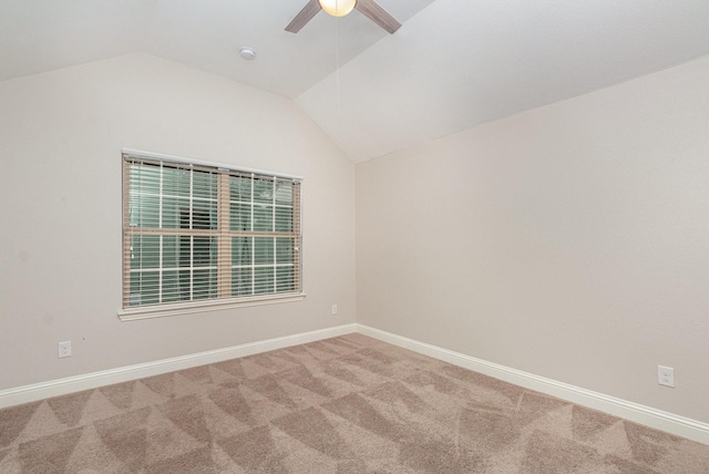 413 Allbright Rd, Celina, TX 75009 - empty room featuring a ceiling fan, vaulted ceiling, carpet, baseboards, and a smoke detector