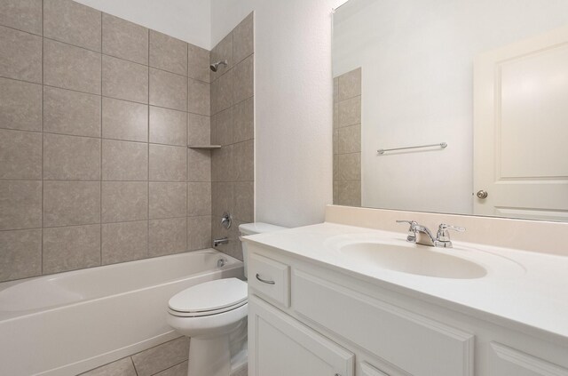 413 Allbright Rd, Celina, TX 75009 - bathroom with toilet,  shower combination, vanity, and tile patterned floors