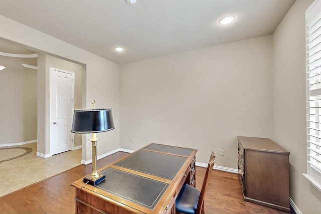 11908 Glenbrook St, Denton, TX 76207 - office space featuring wood finished floors, baseboards, and recessed lighting