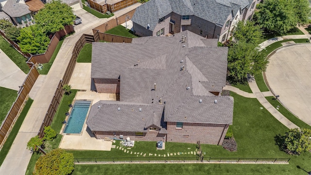 1210 Carlisle Ct, Frisco, TX 75036 - aerial view of property and surrounding area featuring a pool area