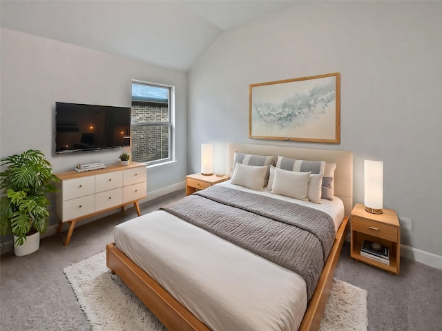 312 Canadian Ln, Burleson, TX 76028 - carpeted bedroom with lofted ceiling and baseboards