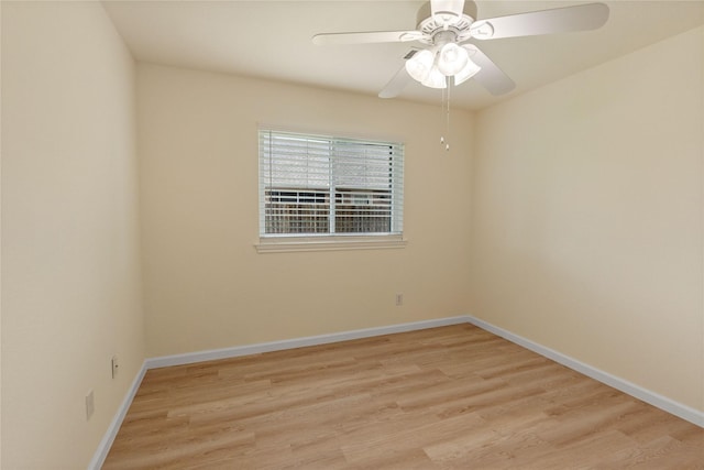 9716 Meadow Creek Dr, Denton, TX 76226 - unfurnished room featuring light wood-type flooring, ceiling fan, and baseboards