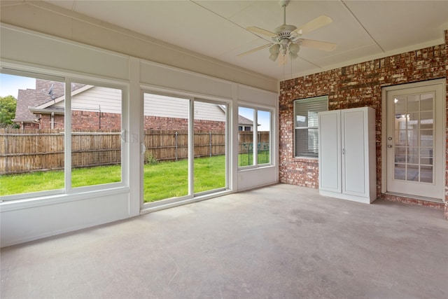 9716 Meadow Creek Dr, Denton, TX 76226 - unfurnished sunroom with ceiling fan