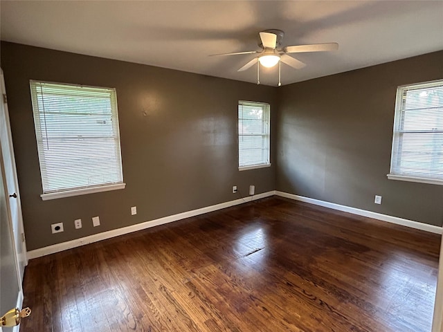 5004 Haywood Pkwy, Dallas, TX 75232 - unfurnished room featuring wood finished floors, ceiling fan, and baseboards