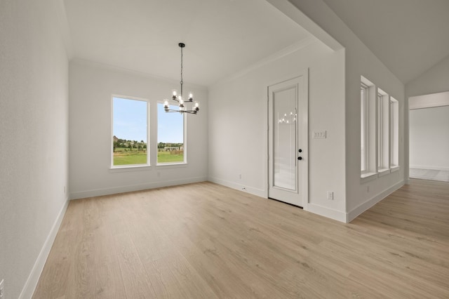 4413 Sandstrom Way, Fort Worth, TX 76179 - unfurnished dining area with light wood-type flooring, a chandelier, and baseboards