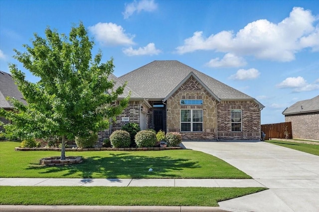 5009 Chisholm View Dr, Fort Worth, TX 76123 - view of front of house with driveway, stone siding, and a shingled roof